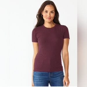 Nine West Ribbed Burgundy Top